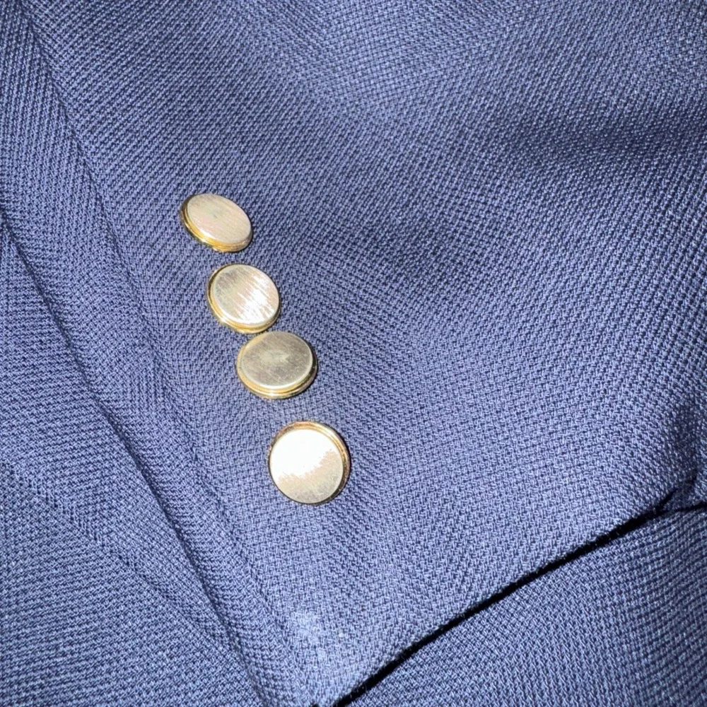 Vintage Christian Dior 44R Navy Blue Blazer Gold Buttons Sport Coat Mens